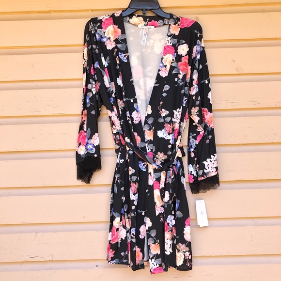 Flora Nikrooz Floral Robe Black Lace Fiona Butter - Picture 2 of 9